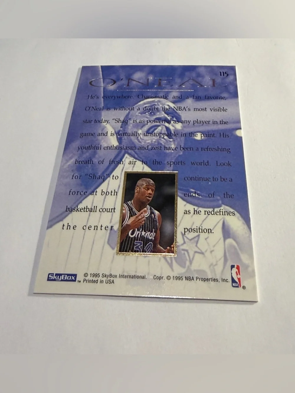 Shaquille O Neal 1995 Skybox Basketball Card #115 Vintage Collectible